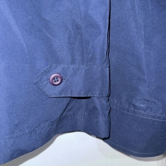Mens Navy Blue Stitch Lightweight Polyester Jacket With Button Cuffs & Zipper Fr - Picture 5 of 7